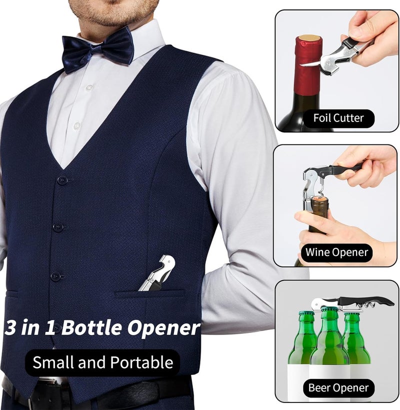 TYLbeang 4 PCS Waiter Corkscrew Wine Opener,Upgraded Heavy Duty Wine Keys,Stainless Steel Double Hinged Wine Key for Serves,Bartenders(Black) - Image 5